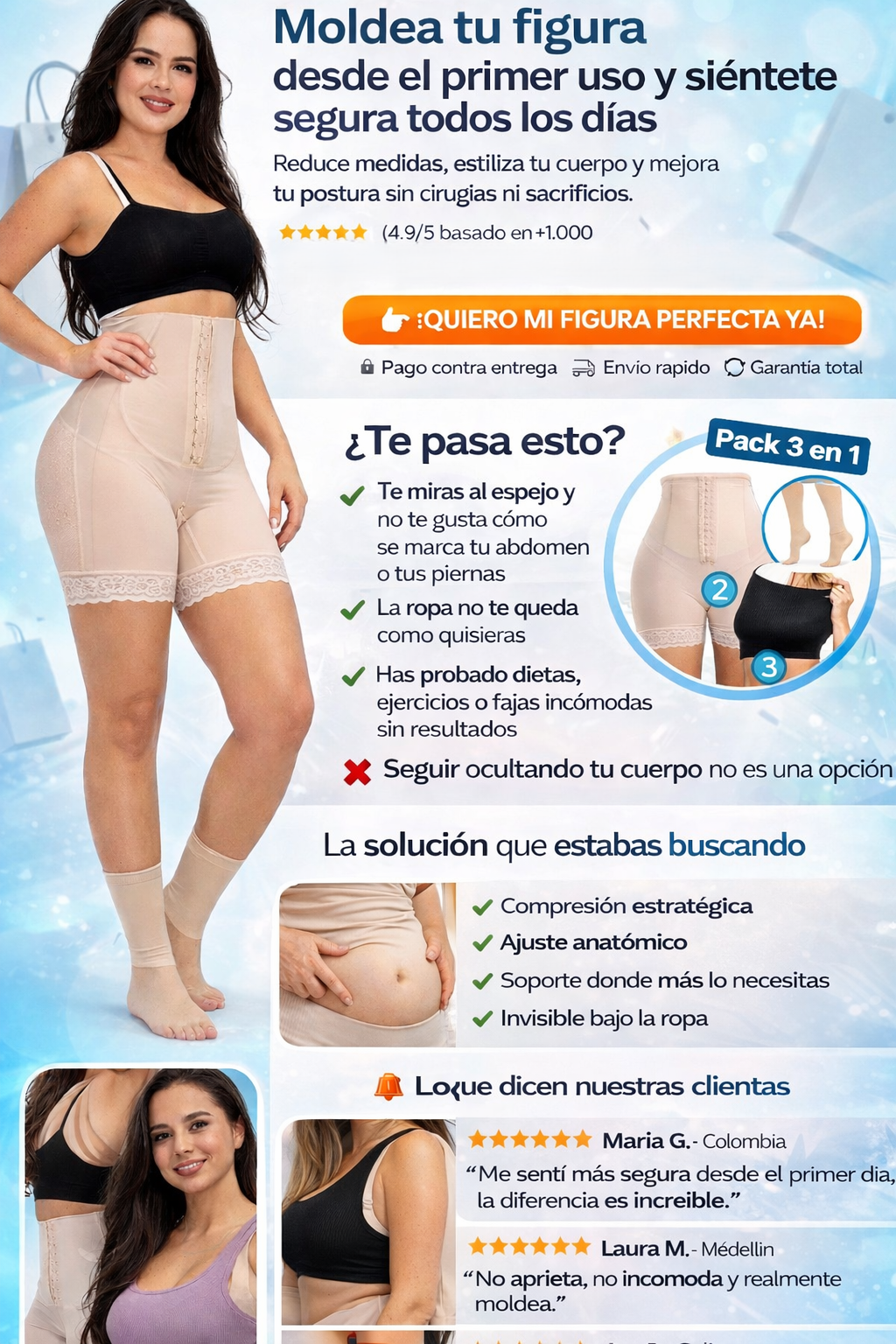 Combo Fajas + medias de compresión y top